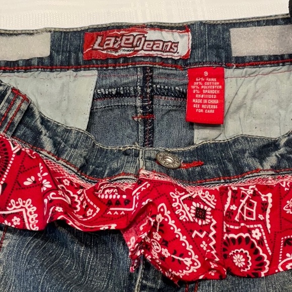 Laser Jeans Denim Purse with Red Bandanna Trim LNC - Picture 6 of 6